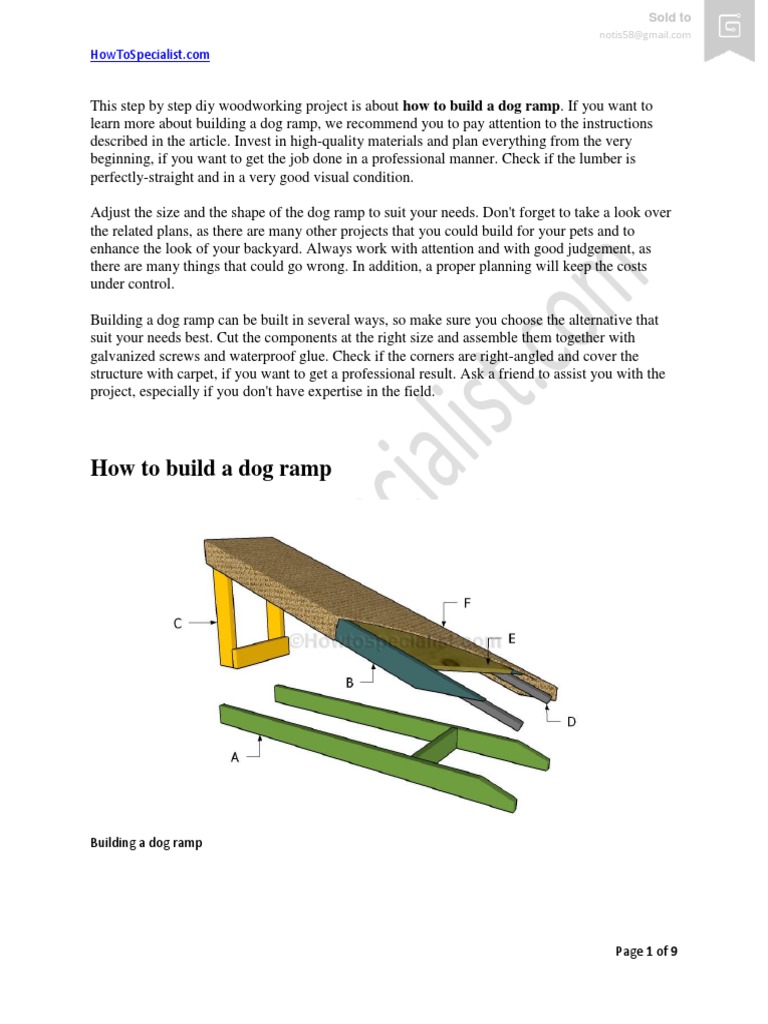 Dog Ramp Plans PDF Woodworking Plywood