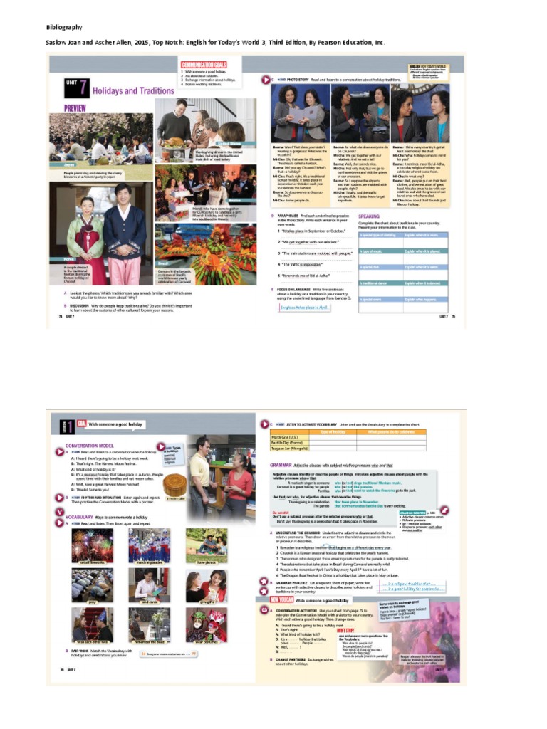 Bibliography Saslow Joan and Ascher Allen, 2015, Top Notch English For