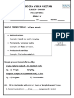 Modern Vidya Niketan - English Present Tense Worksheet