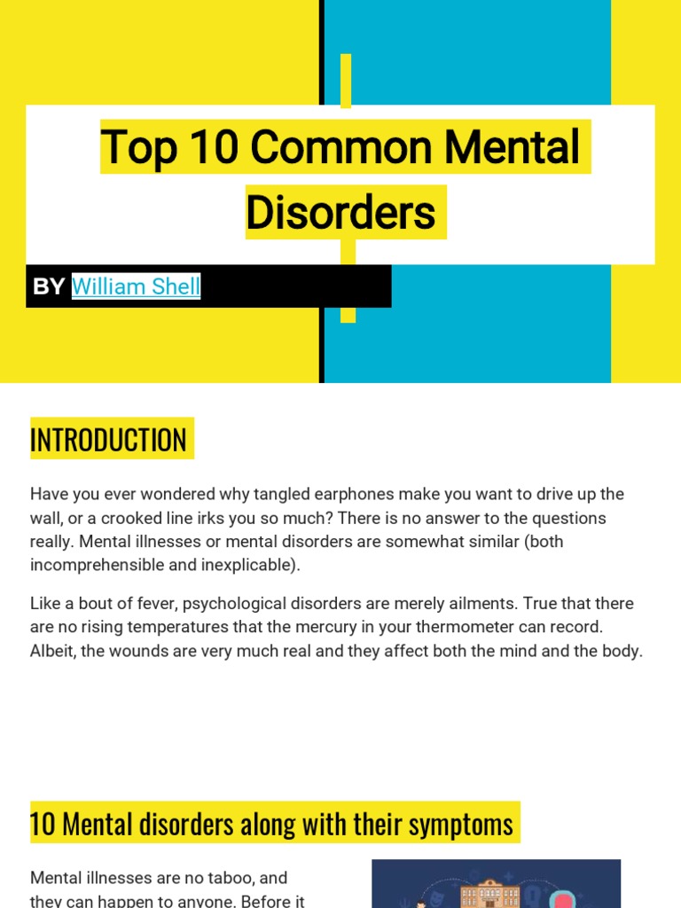 Top 10 Common Mental Disorders Pdf Paranoia Mental Disorder