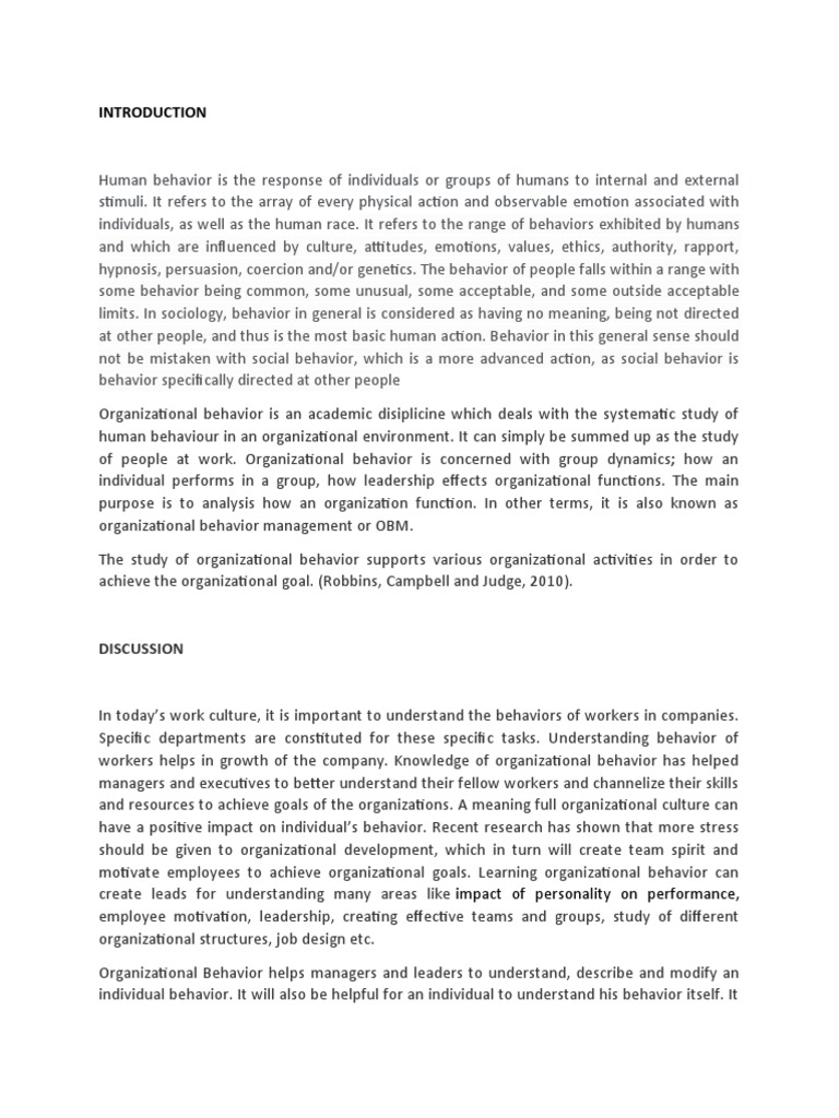 Understanding Human Behavior in Organizations | PDF | Organizational ...