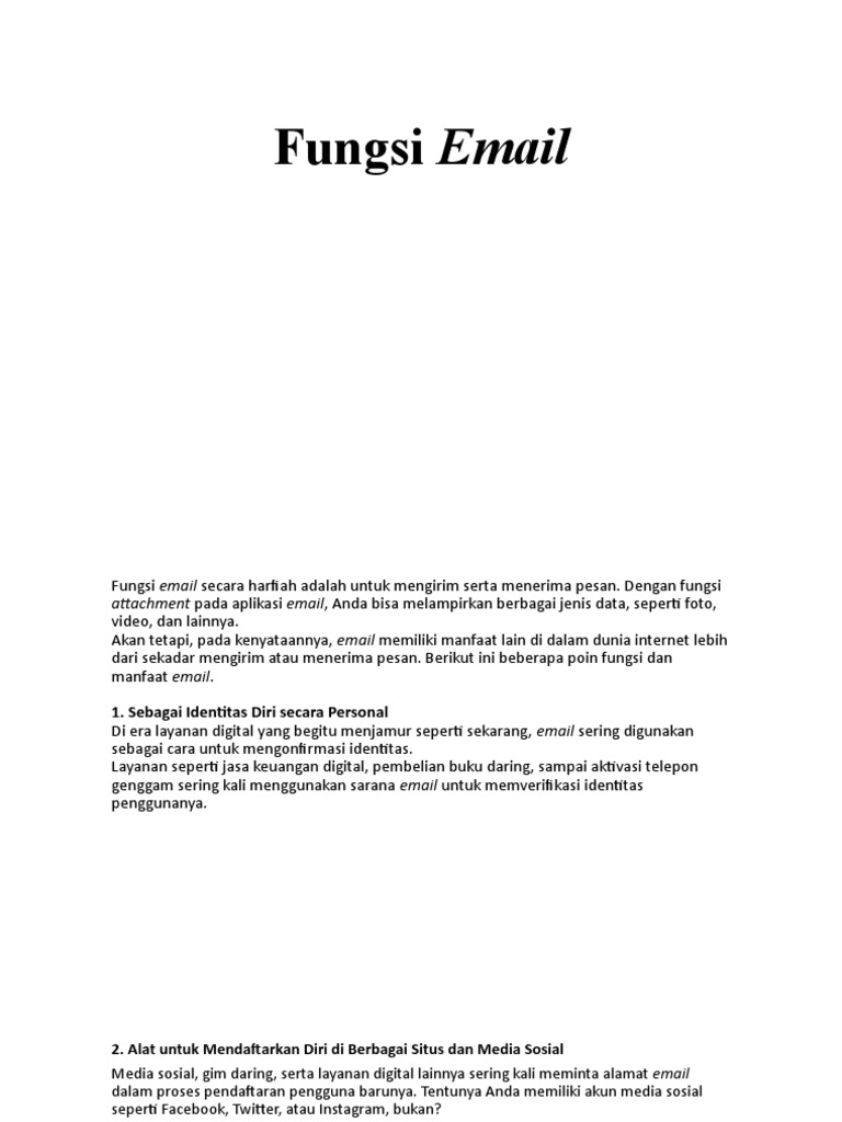 Manfaat dan Jenis Layanan Email | PDF
