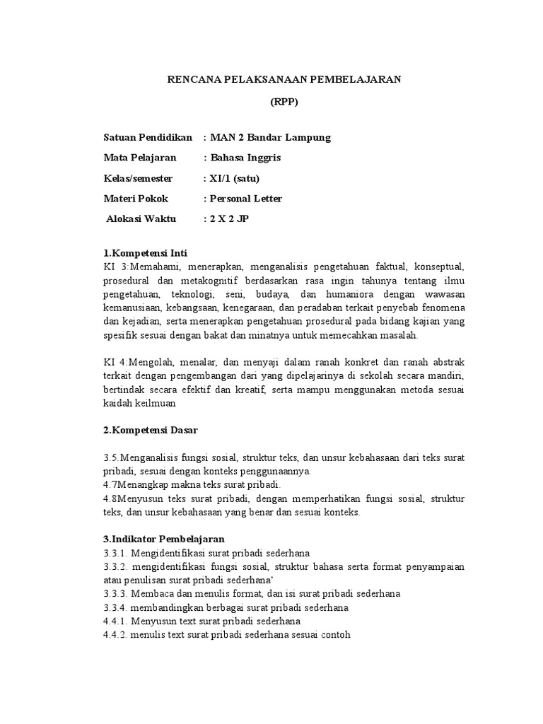 RPP Personal Letter Fix | PDF