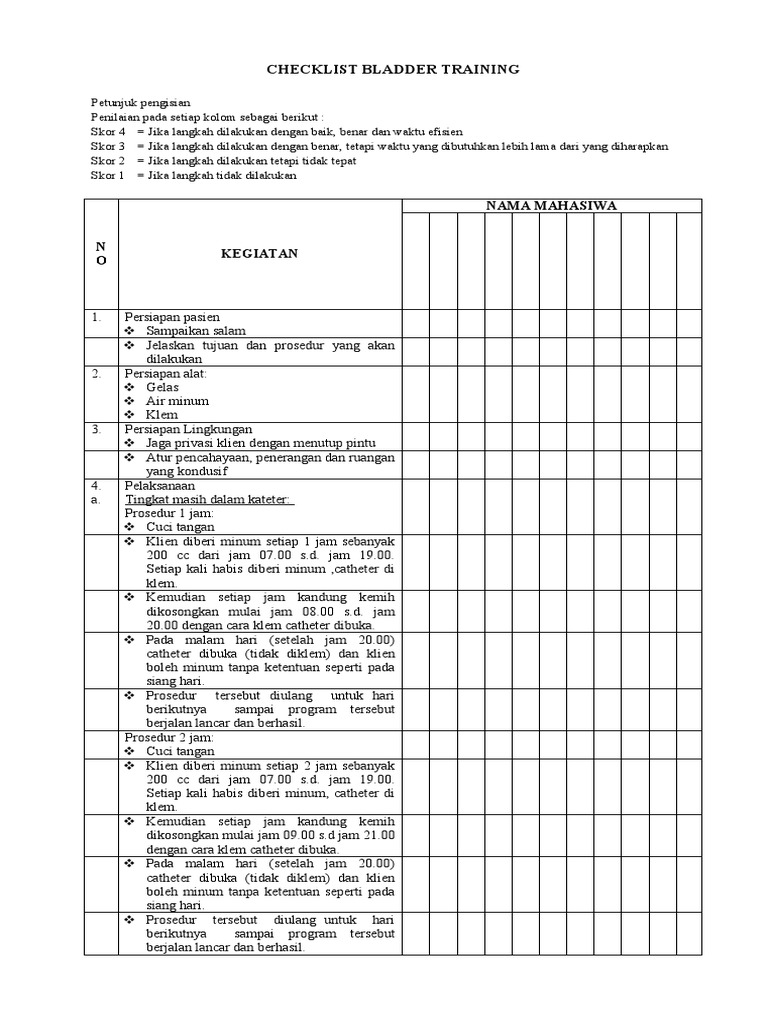 Panduan Pelaksanaan Bladder Training | PDF