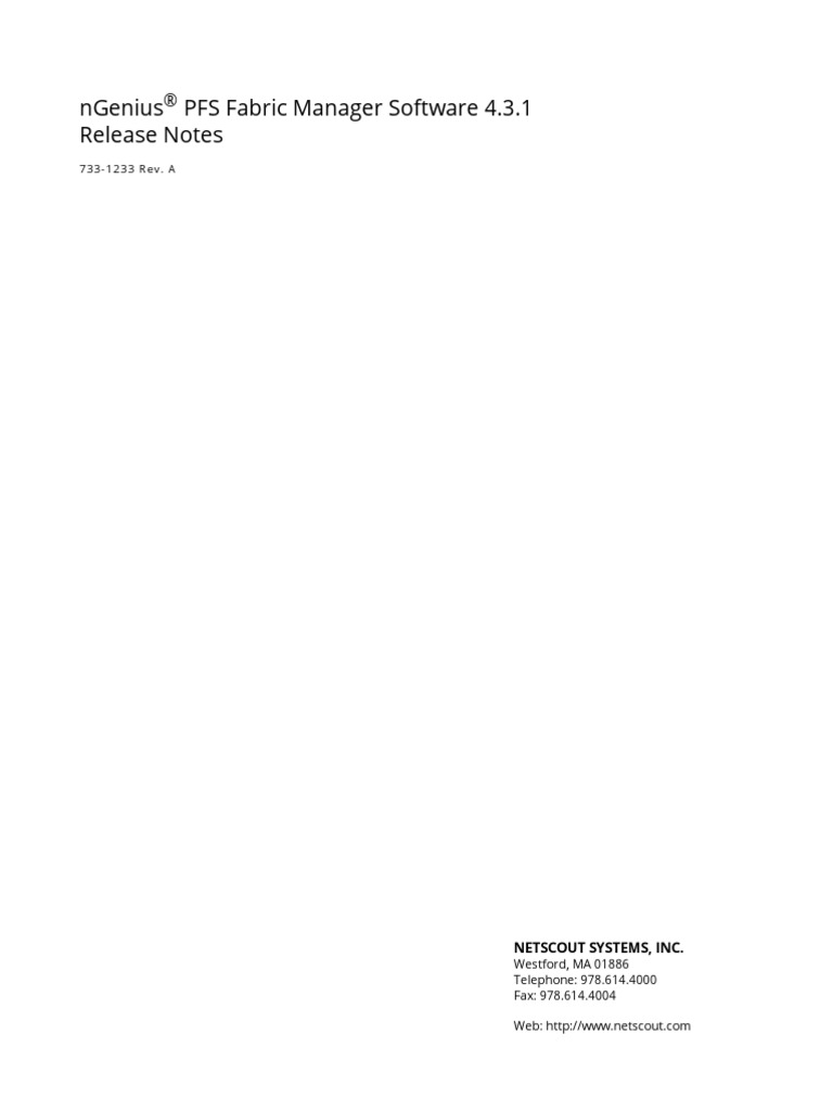 Ngenius Pfs Fabric Manager Software 4.3.1 Release Notes 7331233 Rev