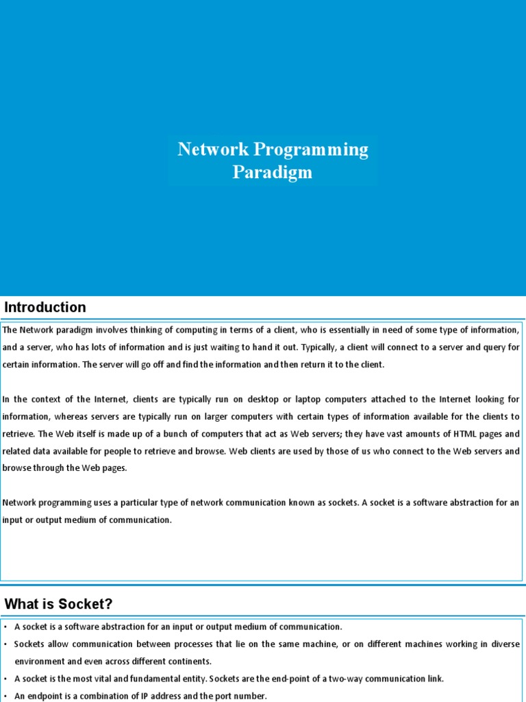 Network Programming Paradigm Notes | PDF | Network Socket ...