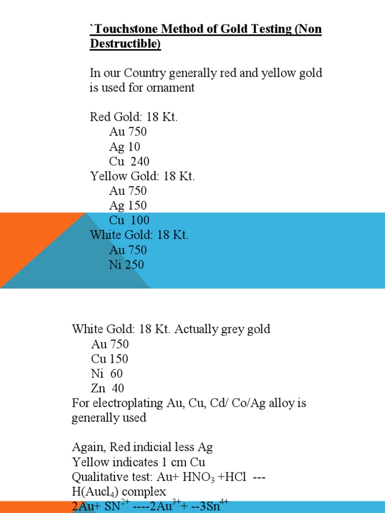 Touchstone Method for Gold Testing | PDF | Gold | Fineness