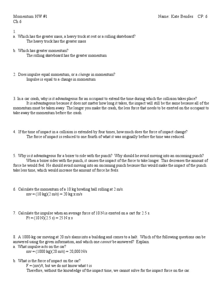 Momentum and Impulse in Collisions | PDF | Collision | Momentum
