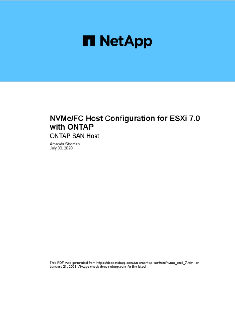 Nvme/Fc Host Configuration For Esxi 7.0 With Ontap | PDF | Booting ...