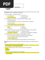 Assessment: Directions. Read The Statements Carefully. Choose The Letter of The Best Answer. Write