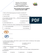 Fourth Periodical Test in English II School Year 2019-2020