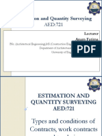 Estimation and Quantity Surveying: Lecturer Anam Fatima
