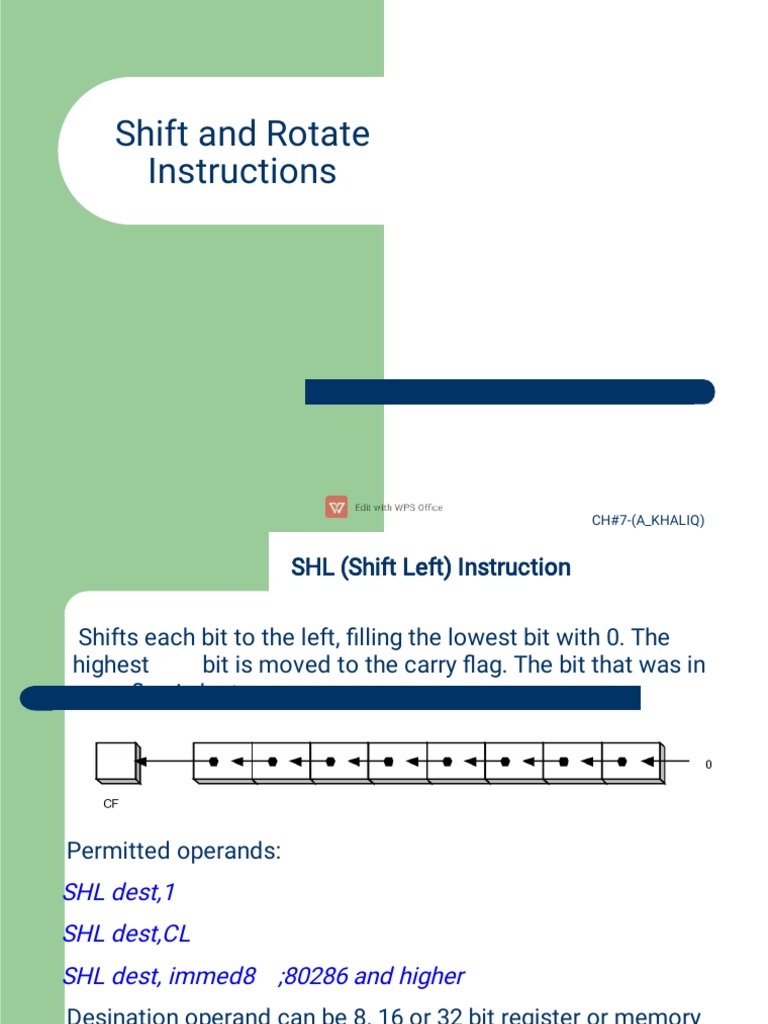 Shift and Rotate Instructions PDF Assembly Language Computer Hardware