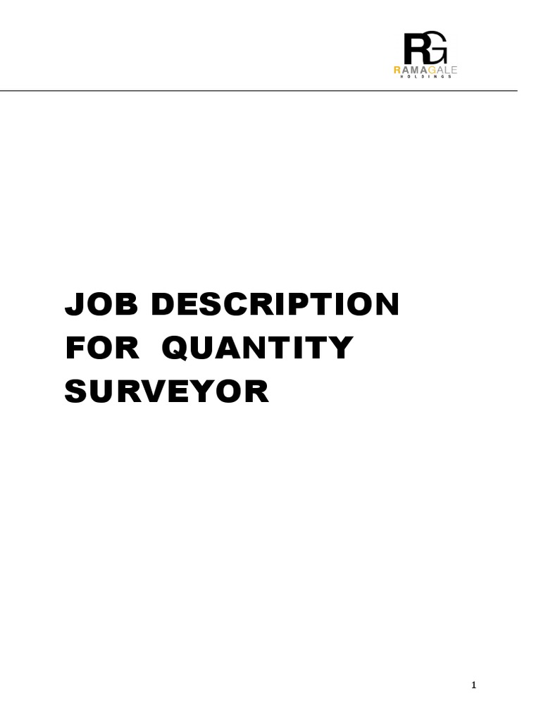 Job Description of Quantity Surveyor PDF Business Economies
