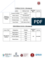 INDUSTRIAL PACK - 1 (Mechanical) : Course Title Designation Software Used Duration (HRS) List Fee