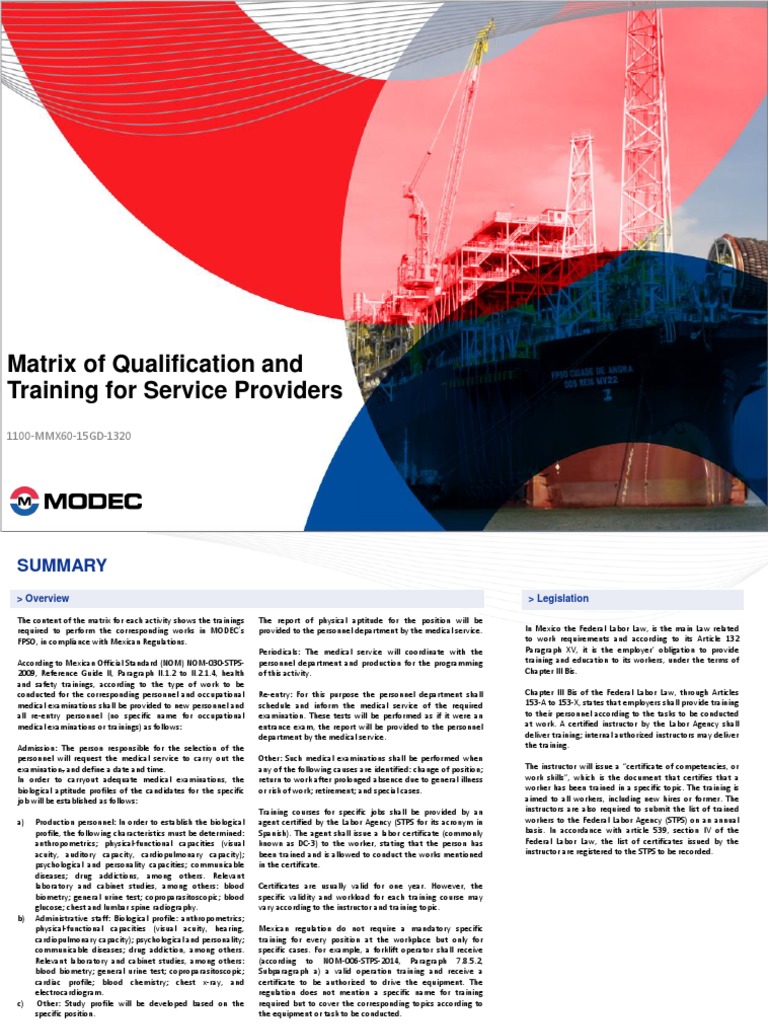 Qualification Matrix for Service Providers | PDF | Personal Protective ...