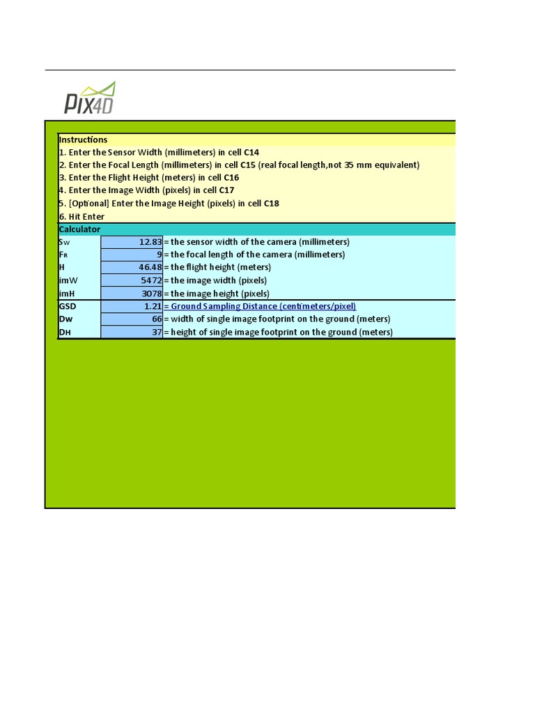 Ground Sampling Distance Calculator Instructions PDF