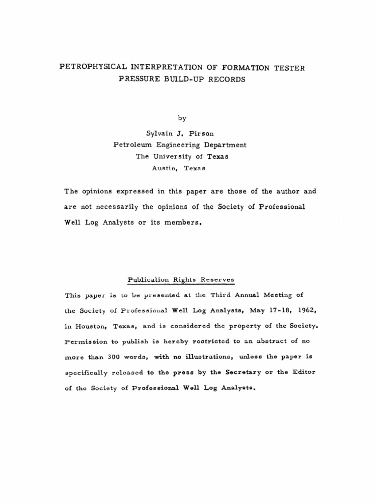 Pressure Build-Up Analysis in Formation Testing | PDF | Porosity ...