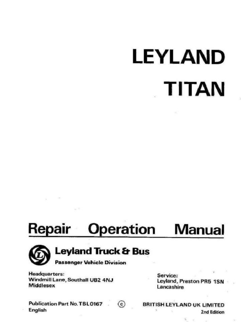 Leyland Titan Repair Manual | PDF