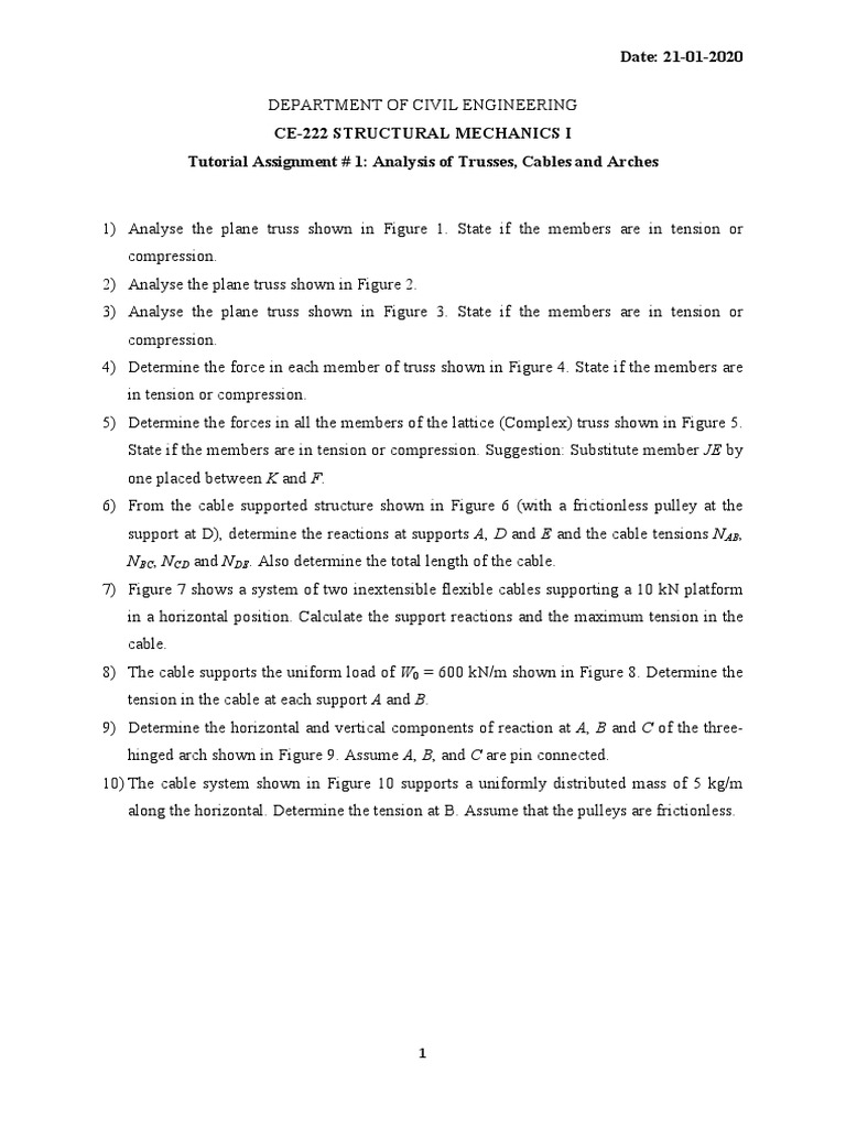 Structural Mechanics Tutorial 1 | Download Free PDF | Tension (Physics ...