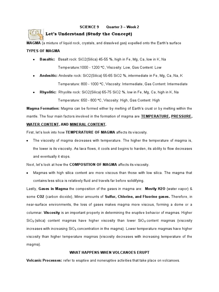 Science 9 Quarter 3 Module 1 Week 2 | PDF | Magma | Lava
