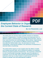 Employee Behavior in Organizations On The Current State of Research