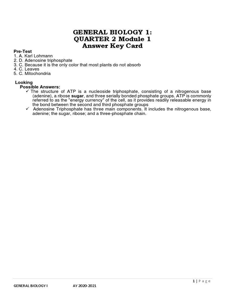 Answer Key Card Gen Bio 1 Quarter 2 Module 1 For Posting | PDF ...