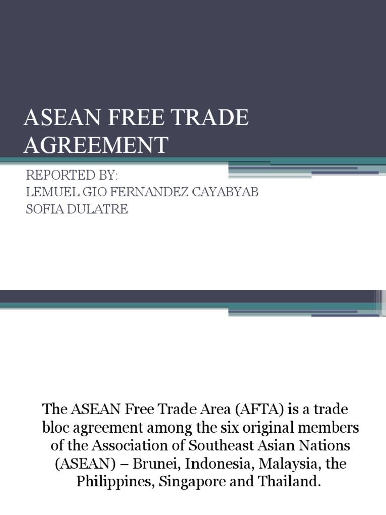 Asean Free Trade Agreement Pdf Asean Free Trade Area Economies