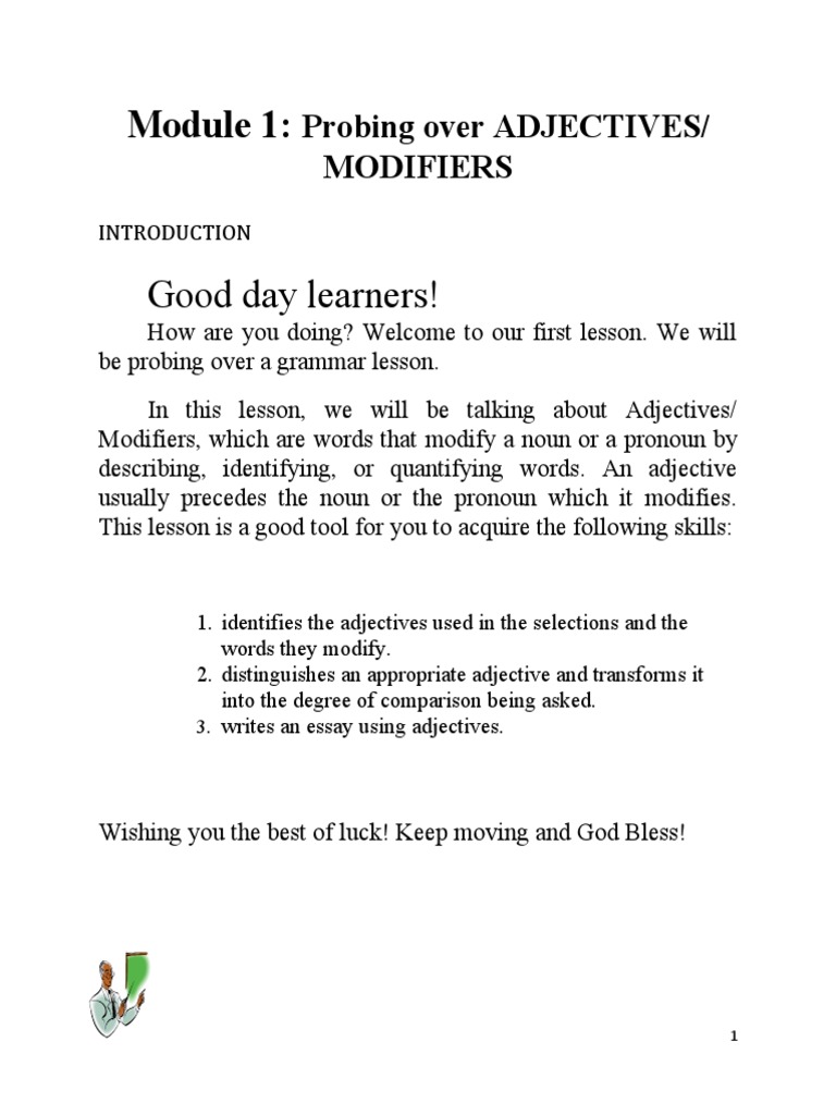 Probing Adjectives Modifiers Adjective Noun