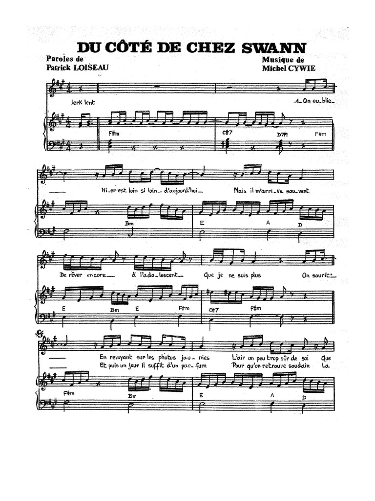 Du Cote de Chez Swann Partition PDF