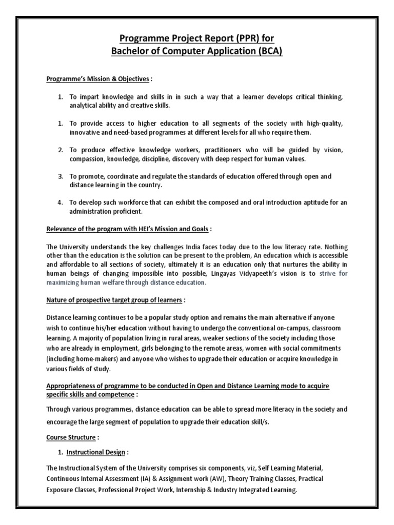 BCA Programme Project Report Overview | PDF | Relational Database ...