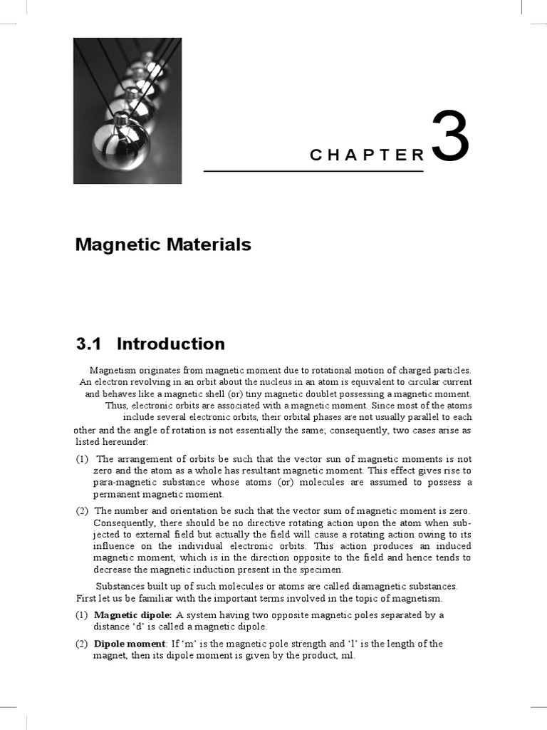 Magnetic Materials: 3.1 Introduction | PDF | Ferromagnetism ...