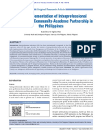 A Pilot Implementation of Interprofessional Education in A Community-Academe Partnership in The Philipiness