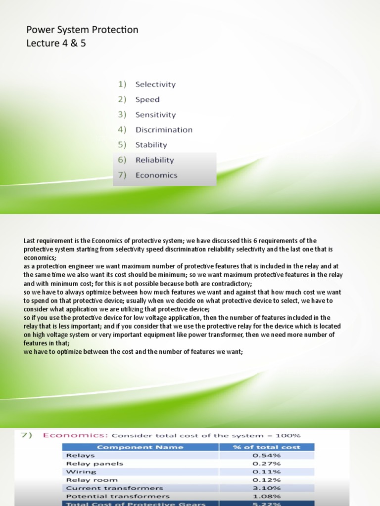 Power System Protection Lecture 4 & 5 PDF Relay Switch