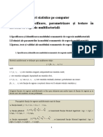 Tema 6 Curs Identificare, Specificare, Parametrizare Şi Testare În Modelul de Regresie Multifactorială