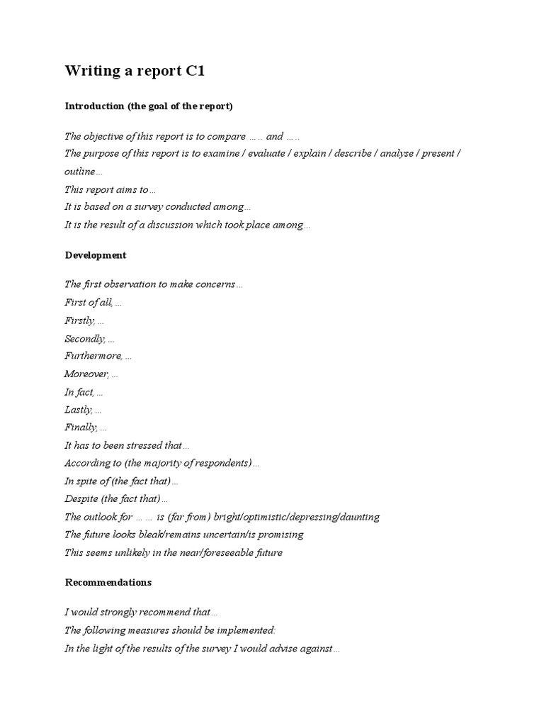 writing-a-report-c1-introduction-the-goal-of-the-report-pdf-science
