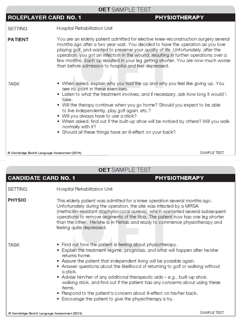 OET Speaking Test Samples for Physiotherapy | PDF