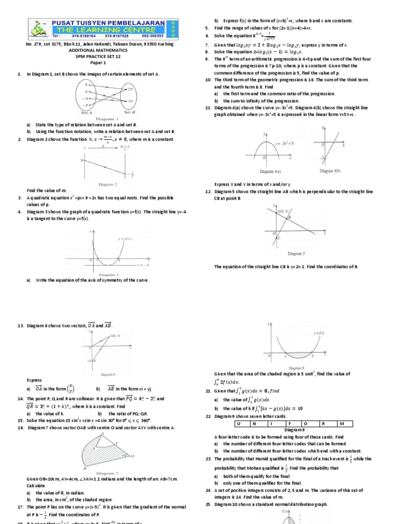 Add Maths Practice Set 12 | PDF | Normal Distribution | Line (Geometry)