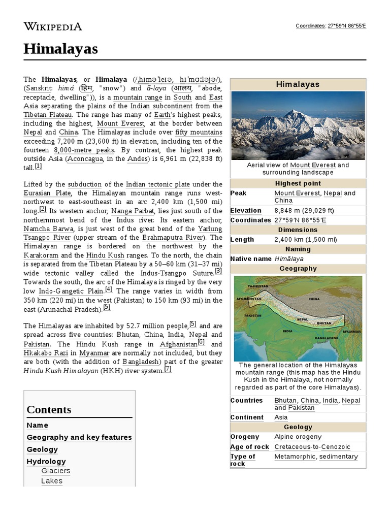 Himalayas | PDF | Himalayas | Earth Sciences