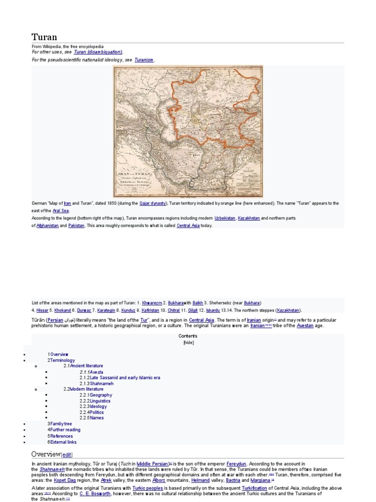 Turan (Disambiguation) Turanism PDF Languages