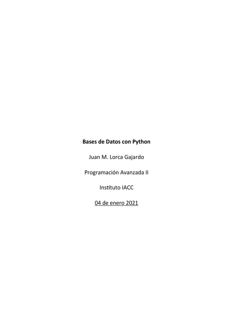 Bases de Datos en Python y MySQL | PDF | Mi sql | Bases de datos