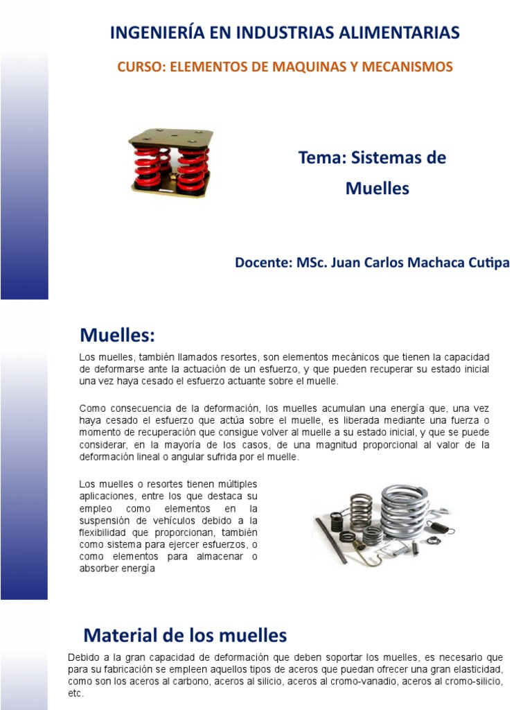 Partes y funciones del muelle helicoidal | PDF | Rigidez | Elasticidad ...
