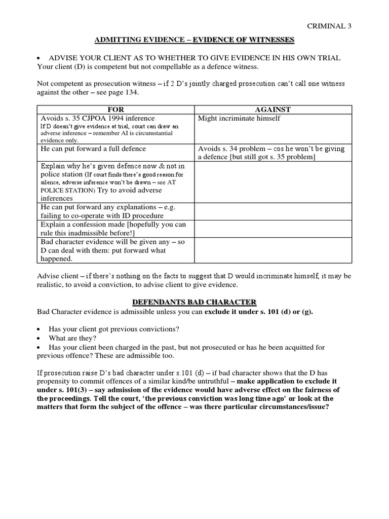 Admitting Evidence in Criminal Trials | PDF
