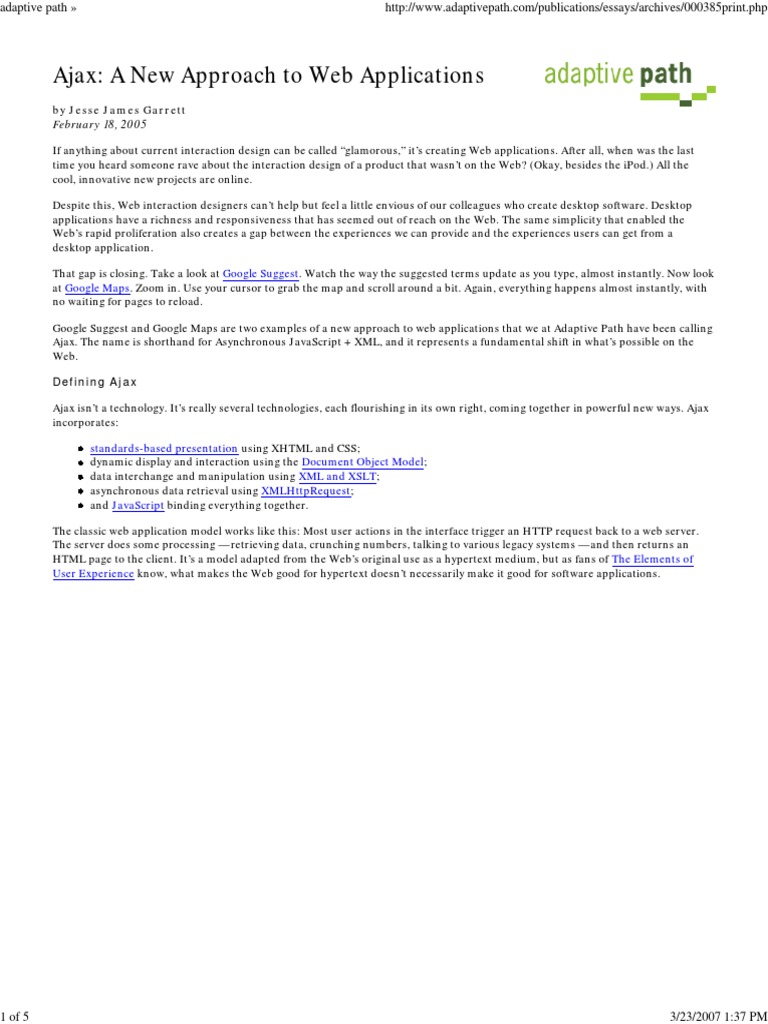 Ajax A New Approach To Web Applications February 18 2005 Download