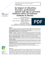 The Impact of Education, Diversity, Professional Development and Age On Personal Business Ethics of Business Students in Russia