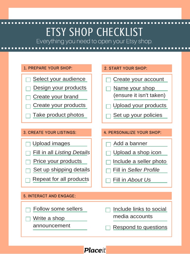 Etsy Shop Setup Checklist Guide | PDF