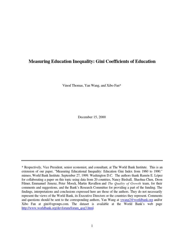 Education Gini PDF Gini Coefficient Economic Inequality