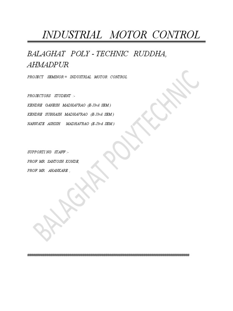 Industrial Motor Control PDF Automation Electric Motor