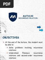 Lecture 9 RECURRENCE RELATION