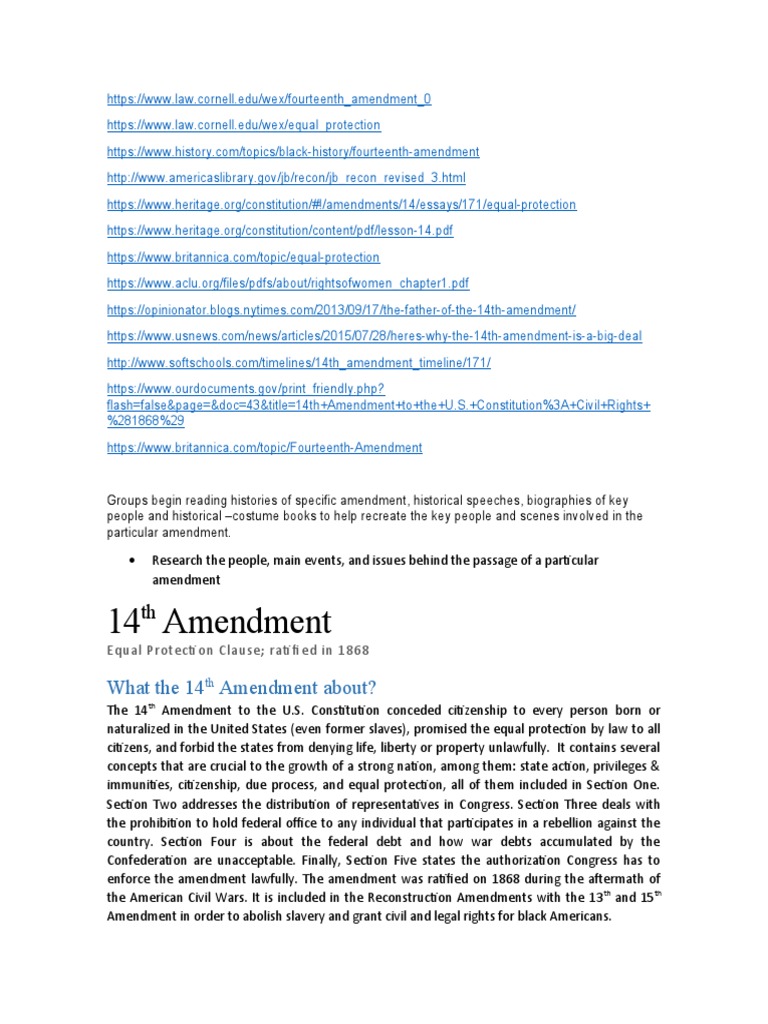 14 Amendment: What The 14 Amendment About? | PDF | Fourteenth Amendment ...